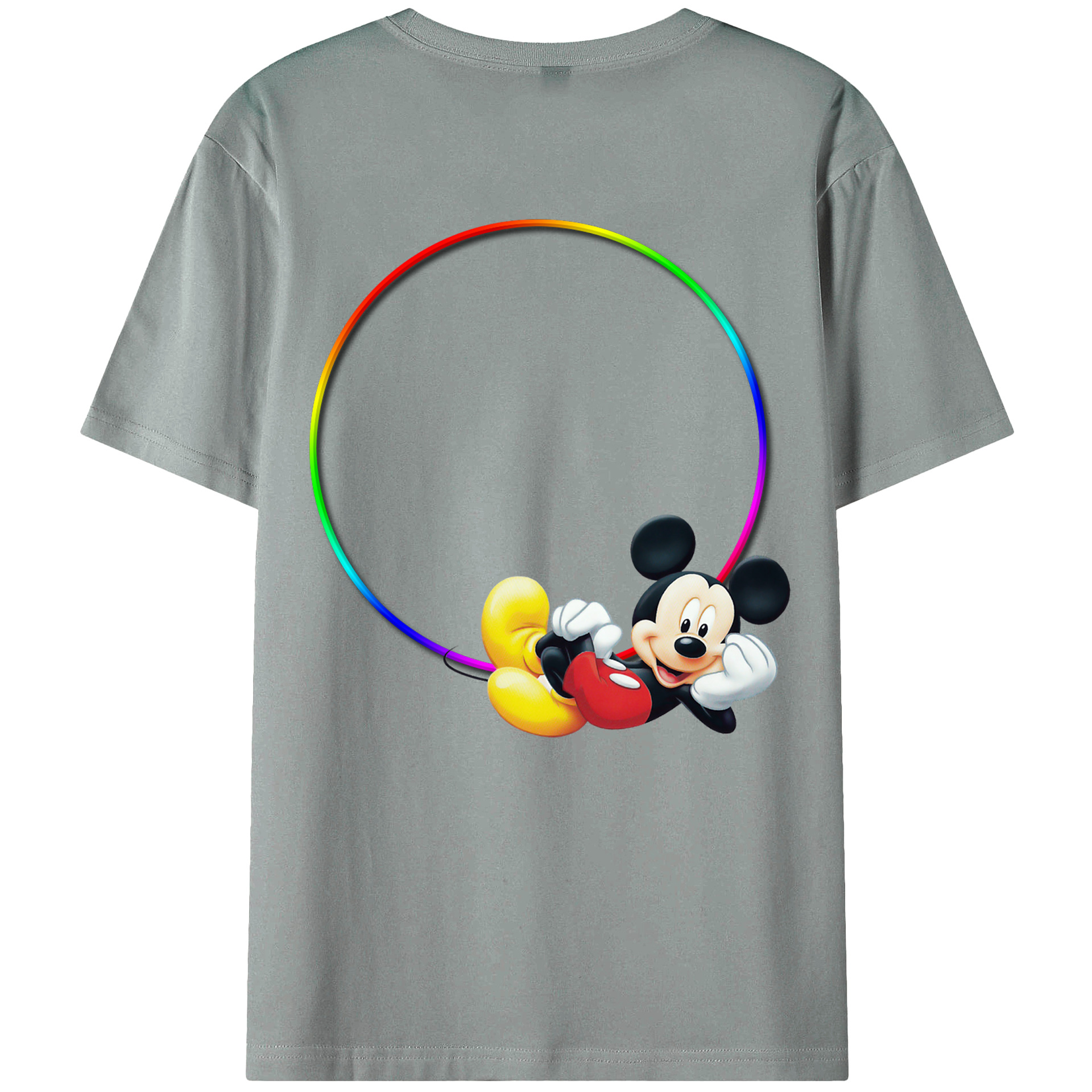 （画像用） ミッキーマウス Mickey Mouse 綿100％ メンズ半袖Tシャツ（バックプリント） 通気性